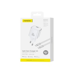 Foneng Charger MAX40-EU GAN Type-c PD60W With Type-c to Type-c Cable 1M White